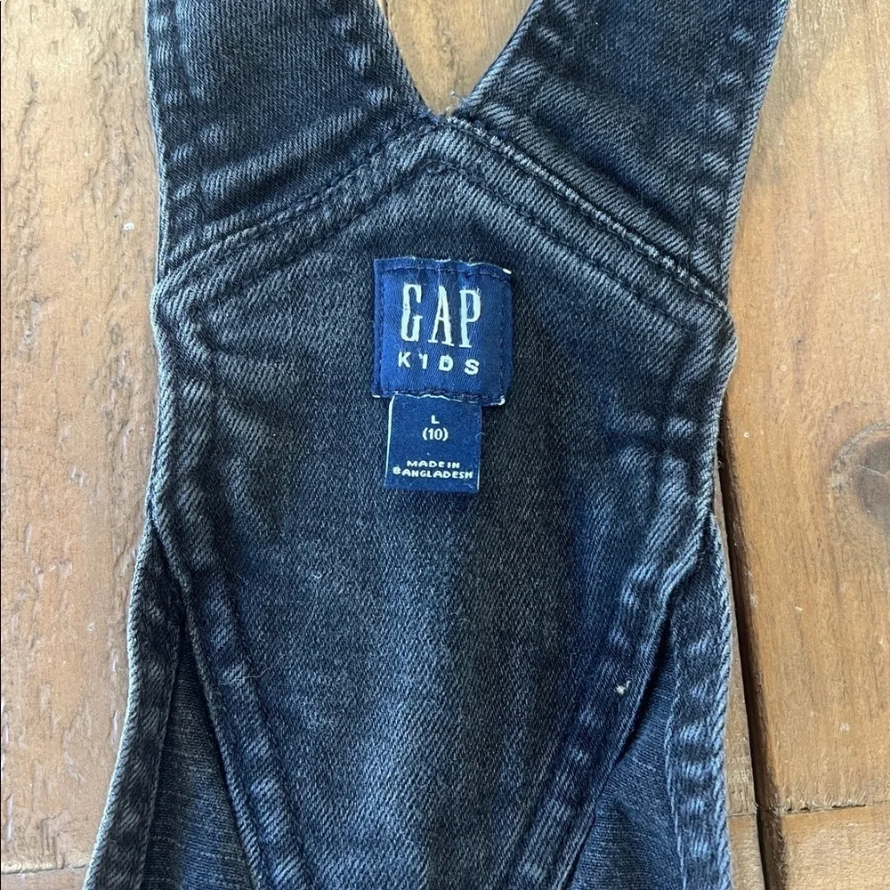 Gap black denim jeans overalls girls large 10 slim fit skinny